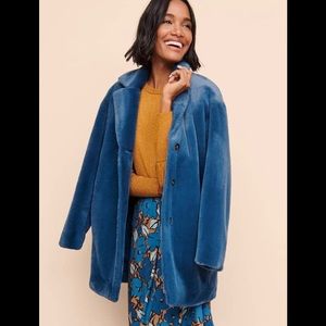 NWT ann Taylor blue faux fur jacket